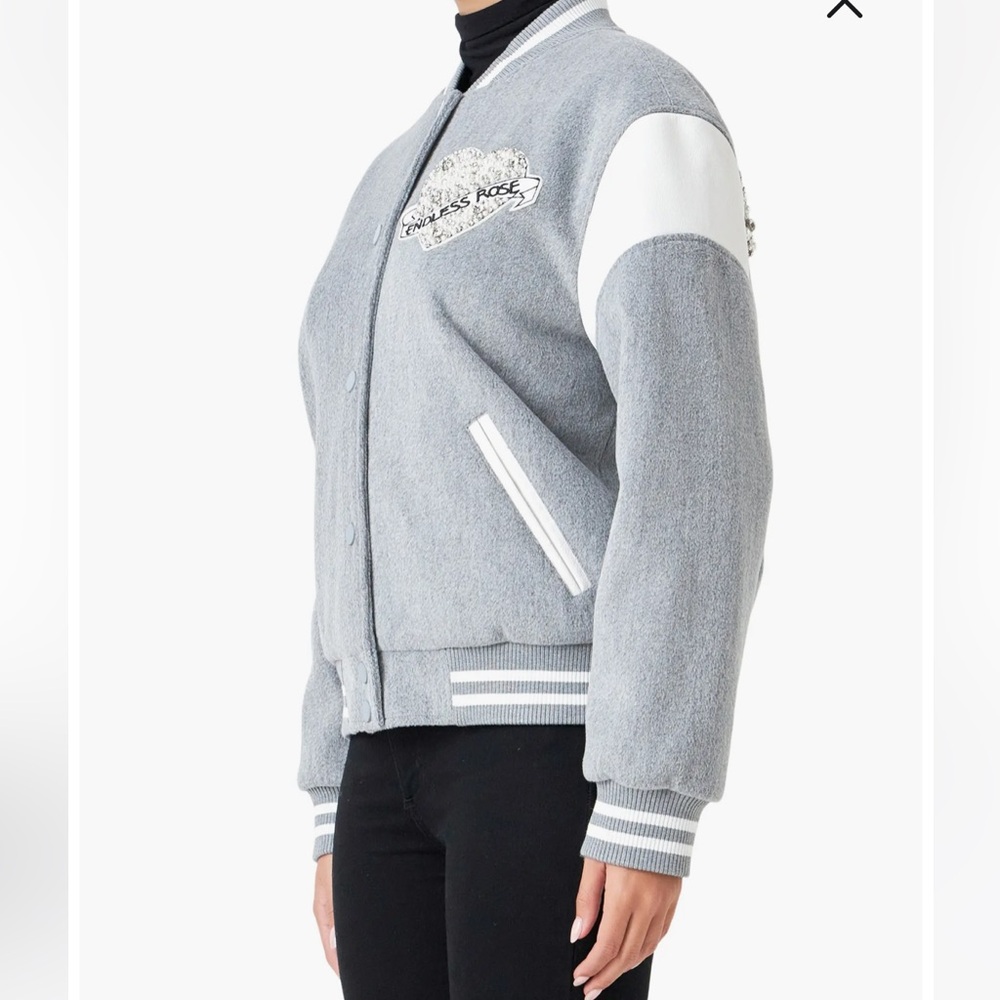 Endless Rose Beaded Patch Bomber Jacket - image 4